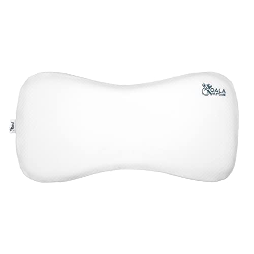 Cuscino Neonato Plagiocefalia fino a 36 Mesi Sfoderabile (con due Federe) per il lettino - Aiuta a prevenire e trattare la Testa Piatta in Memory Foam - Bianco - Design Registrato KBC®