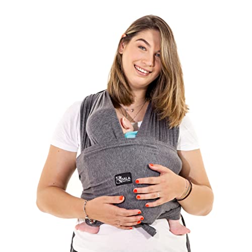 Koala Babycare Fascia Porta Bebe Neonato Facile da Indossare, Regolabile e Unisex - Marsupio Neonati Multiuso Adatto Fino a 9kg - Fascia Porta Bambino Antracite