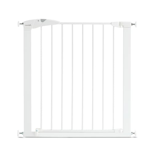 Munchkin Maxi Secure Cancelletto di Sicurezza per Bambini, Barriera in Metallo per Scale e Vani Porta, Fissaggio a Pressione senza Viti, Larghezza da 76 a 82 cm, Colore: Bianco