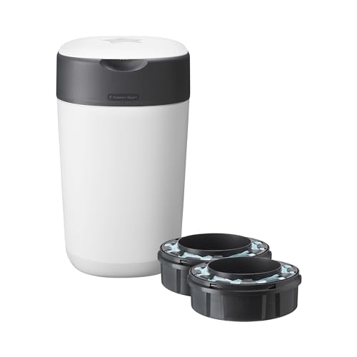 Tommee Tippee Twist and Click Advanced Cestino per pannolini, confezione esclusiva con 2 ricariche, protezione garantita da odori e germi, grande capacità