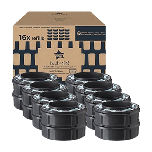 Tommee Tippee ricariche originali per Sistema Avanzato di Smaltimento Pannolini Twist and Click, confezione esclusiva da 16, per una ricarica facile e conveniente