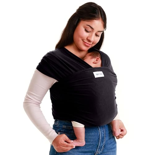 Sleepy Wrap Fascia Porta Bebé Neonato Facile da Indossare – Marsupio Bambino a Fascia Neonati – Trasporto a Mani Libere – Porta Bebé Cotone per Neonati Fino a 16 kg (Black)