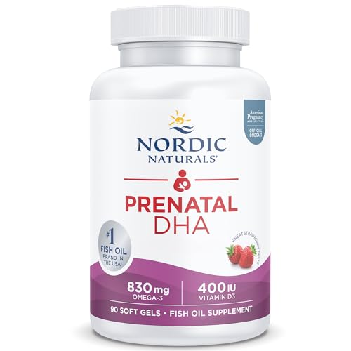 Nordic Naturals Prenatal DHA, 830 mg di Omega-3 con EPA e DHA, Altamente Dosato, Insapore, 90 Capsule Morbide, Testato in Laboratorio, Senza Soia, Senza Glutine, Non OGM