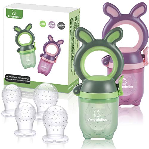 ANGELBLISS Ciuccio per Alimenti/Frutta Neonati Alimenti, Frutta per Neonati/Senza BPA, Giocattolo per la Dentizione della Frutta per Bambini oltre 3 Mesi Bambini (2 Pezzi)