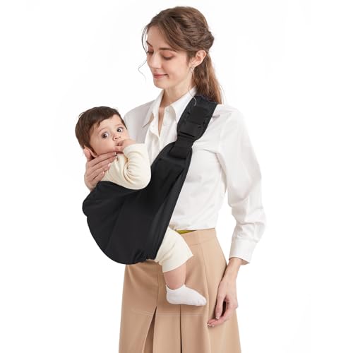 Mumgaroo Fascia Porta Bebe, Marsupio Neonato, Fascia Neonato Multifunzionale On the Go, Marsupio Neonato 0-36 mesi, Tutte le Stagioni, Fino a 15KG, Nero