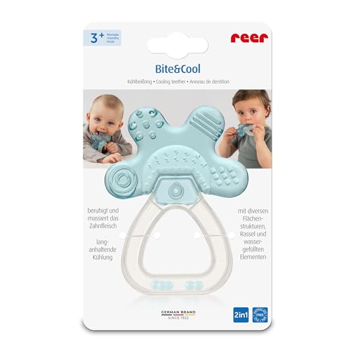 reer Bite&Cool - Massaggiagengive refrigeranti per bambini, con effetto di raffreddamento duraturo, per bambini a partire dai 3 mesi in su, aiuto rinfrescante per la dentatura, giocattolo motorio per